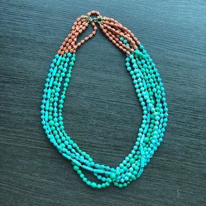 LOFT coral + turquoise necklace